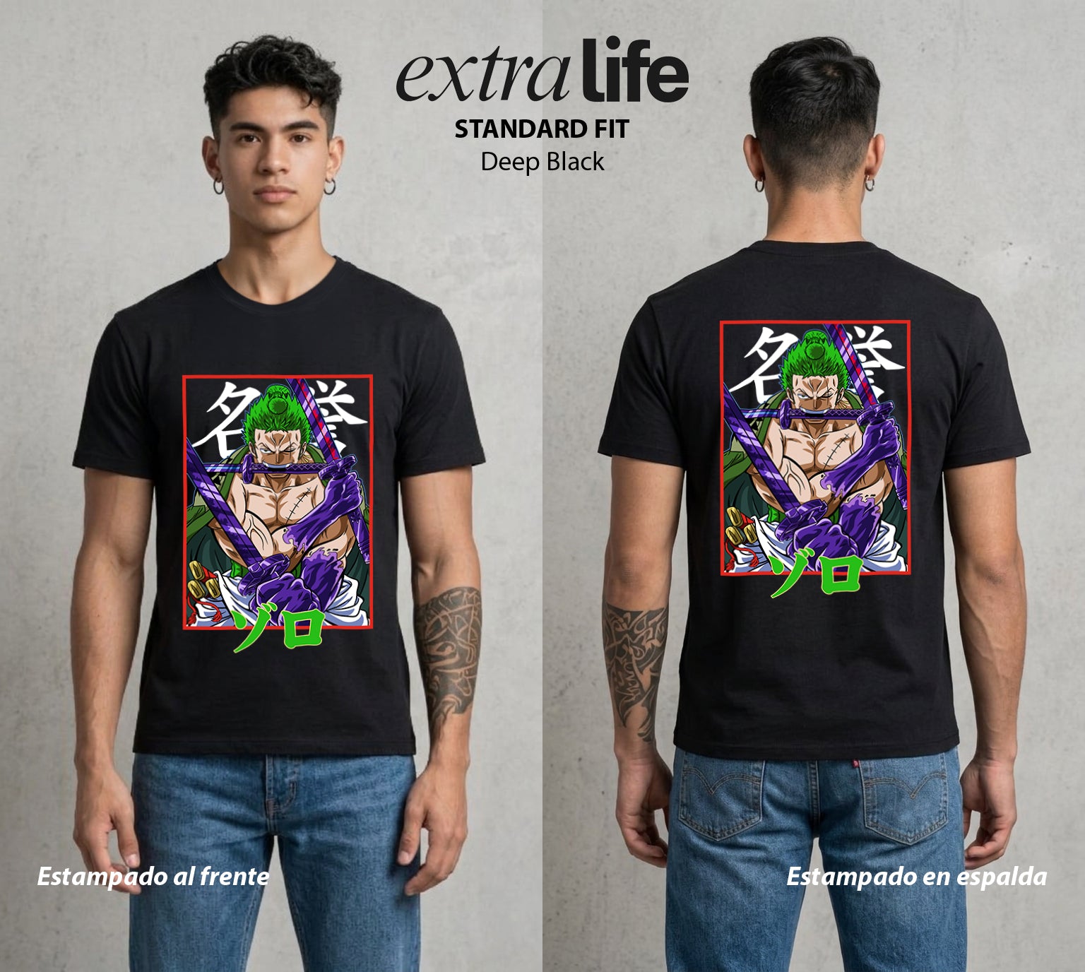 Mar de los Piratas | Cazador de Espadas #03393 - Playera Standard Fit | Deep Black - Foto en modelo