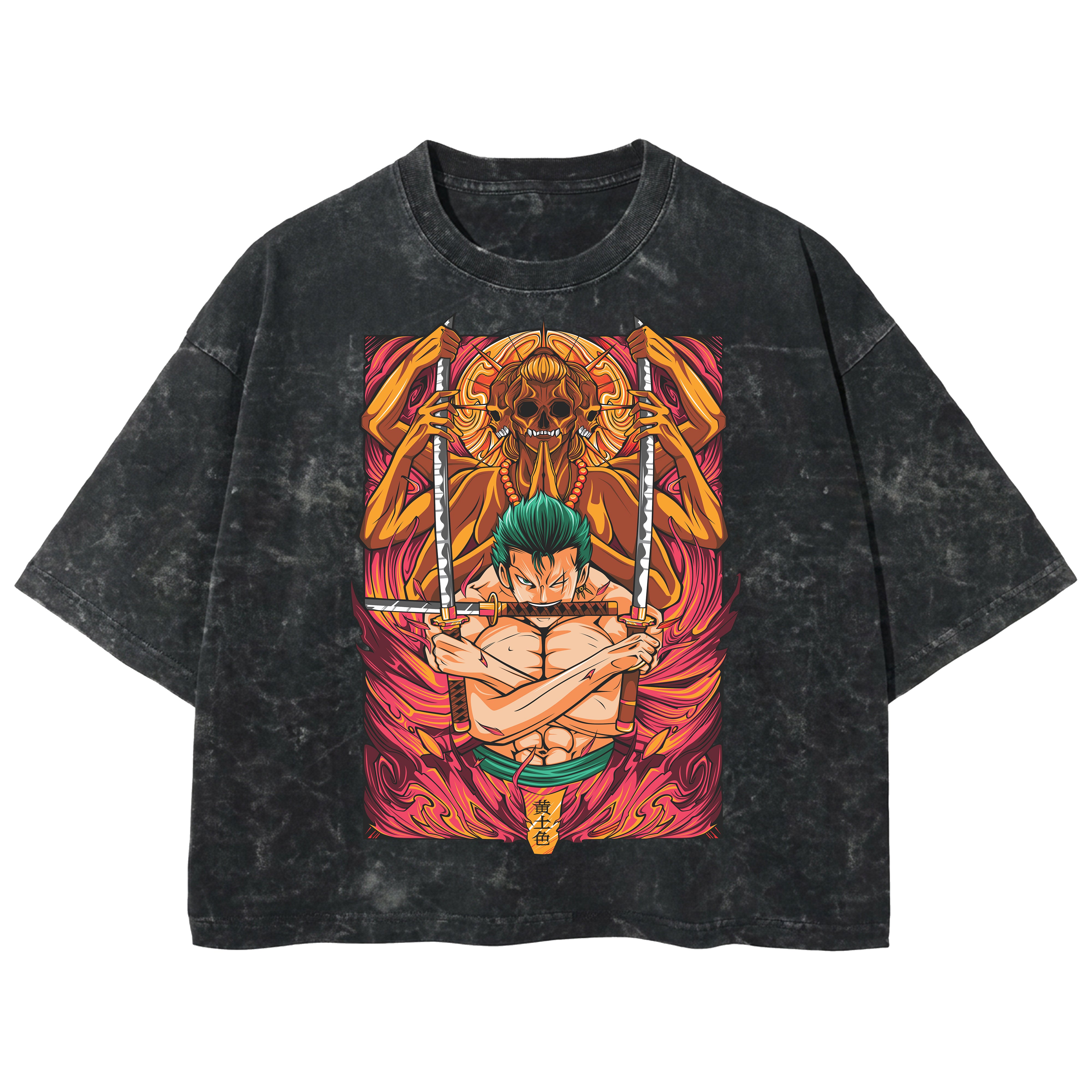 Playera streetwear premium de anime y gaming ExtraLife MX, corte boxy deluxe mineral wash heavyweight en color Acid Wash, moda urbana mexicana de culto.