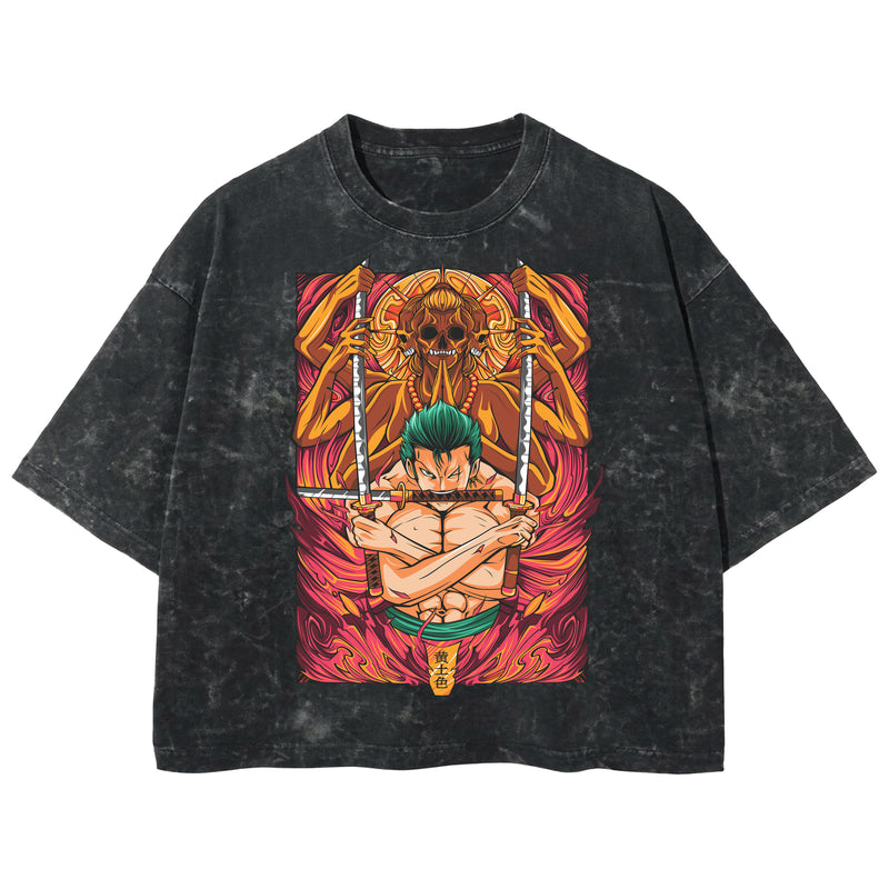 Playera streetwear premium de anime y gaming ExtraLife MX, corte boxy deluxe mineral wash heavyweight en color Acid Wash, moda urbana mexicana de culto.