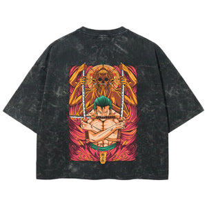 Playera streetwear premium de anime y gaming ExtraLife MX, corte boxy deluxe mineral wash heavyweight en color Acid Wash, moda urbana mexicana de culto.