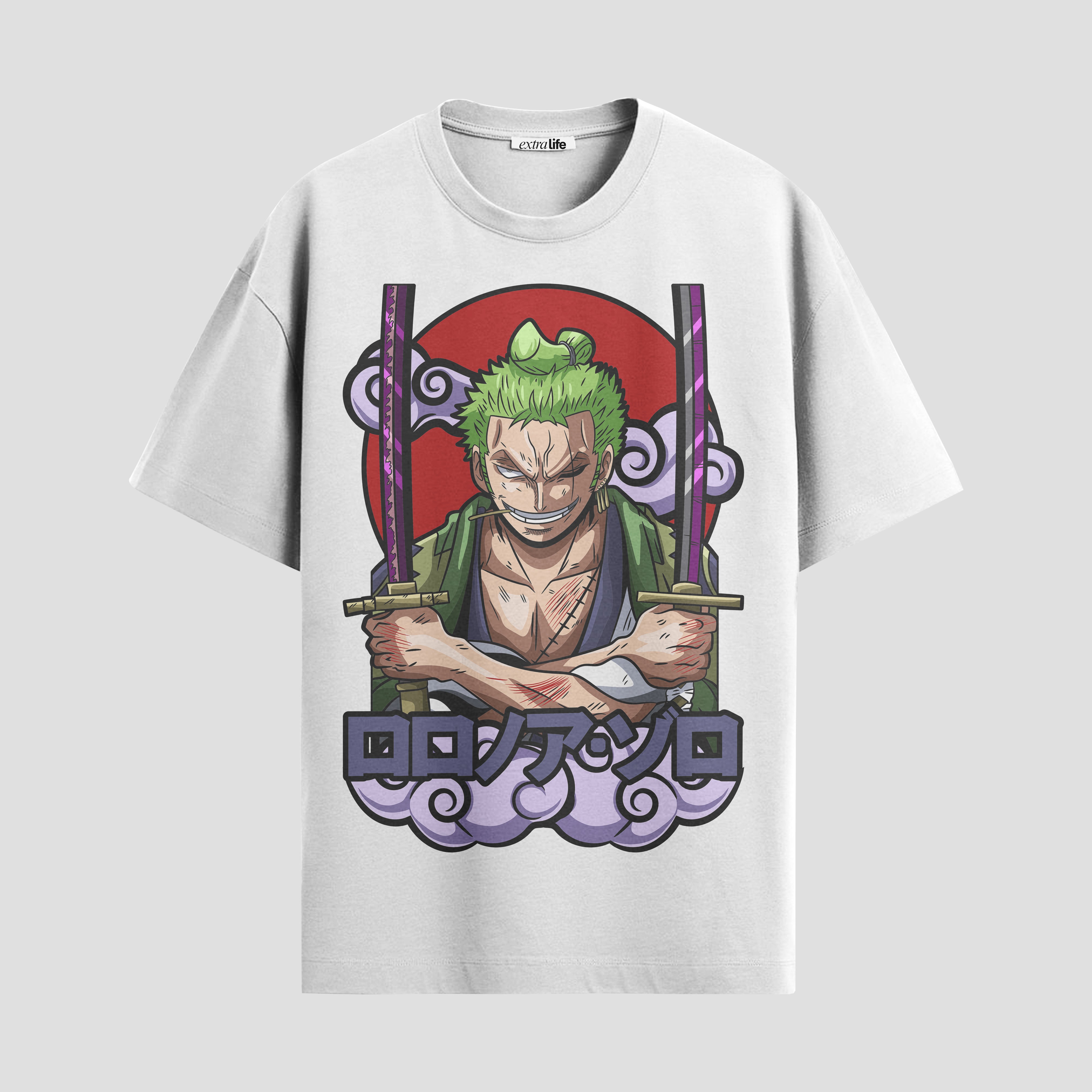 Playera urbana de anime y gaming ExtraLife MX, corte Standard Fit unisex ligero y transpirable en color Deep Black y Pure White, ropa de uso diario para gym y casual.