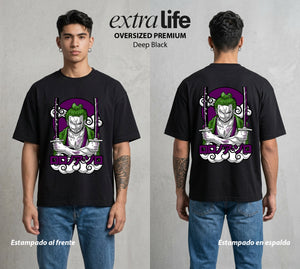 Mar de los Piratas | Cazador de Espadas #03398 - Playera Oversized Premium | Deep Black - Foto en modelo