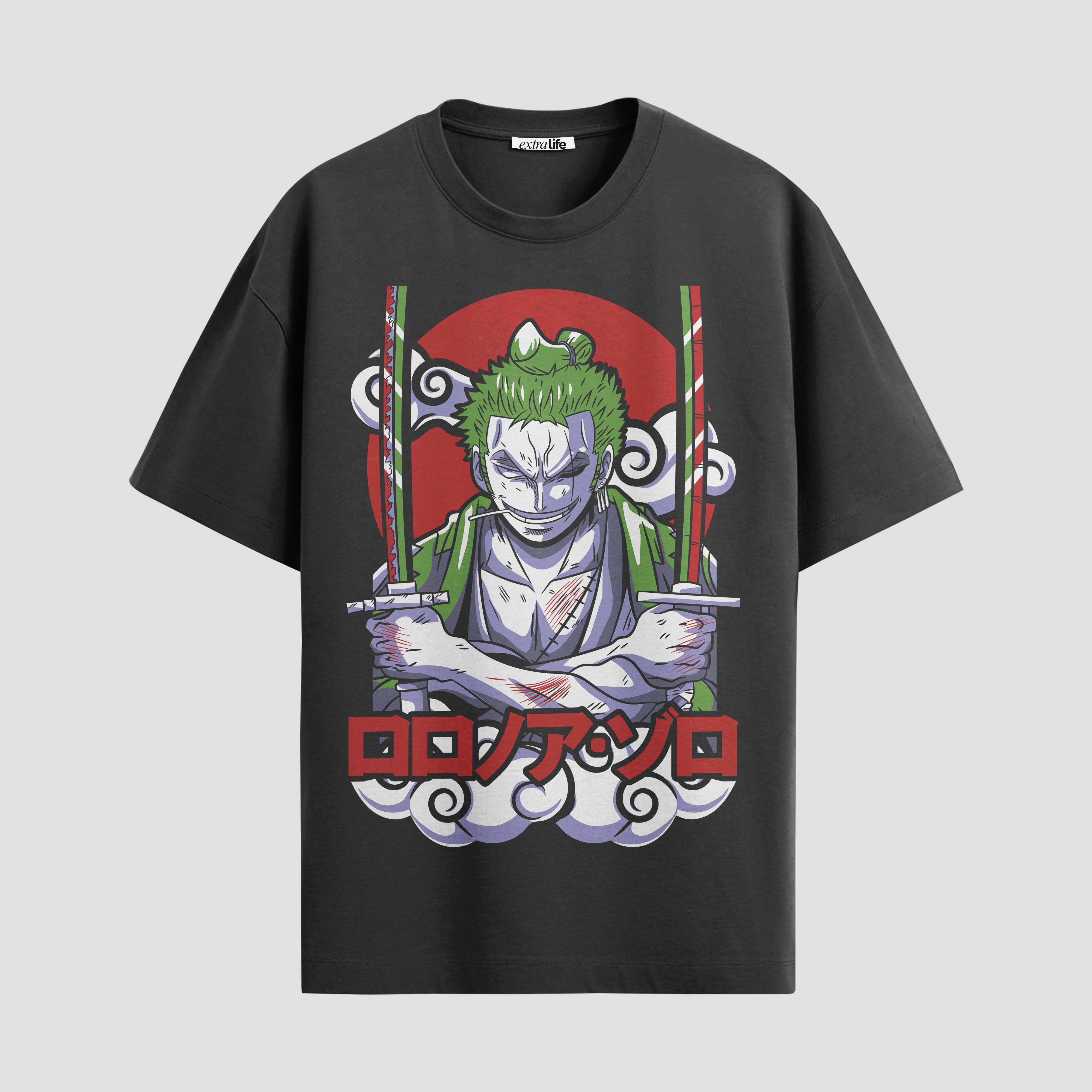 Playera urbana de anime y gaming ExtraLife MX, corte Standard Fit unisex ligero y transpirable en color Deep Black y Pure White, ropa de uso diario para gym y casual.