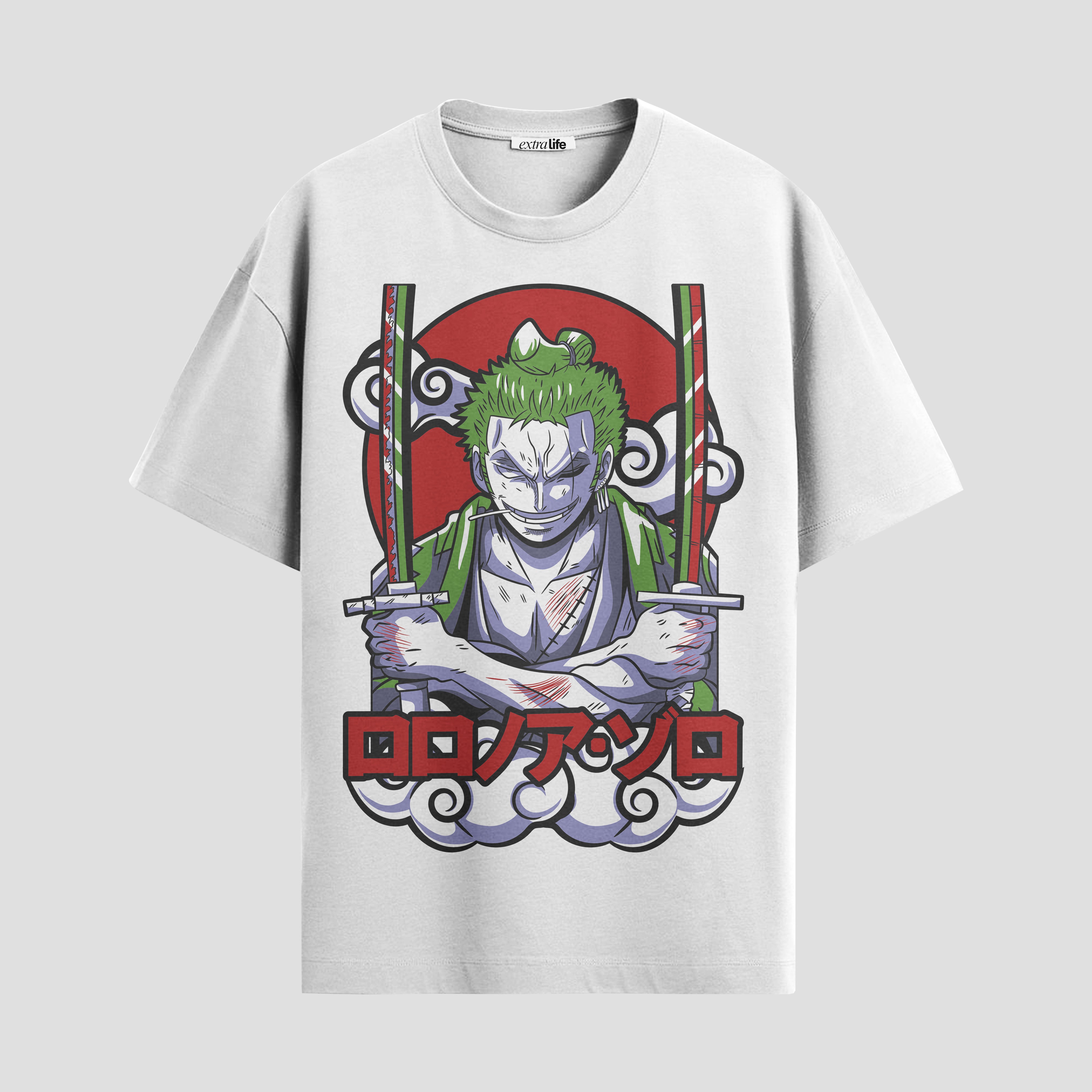 Playera urbana de anime y gaming ExtraLife MX, corte Standard Fit unisex ligero y transpirable en color Deep Black y Pure White, ropa de uso diario para gym y casual.