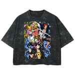 Playera streetwear premium de anime y gaming ExtraLife MX, corte boxy deluxe mineral wash heavyweight en color Acid Wash, moda urbana mexicana de culto.