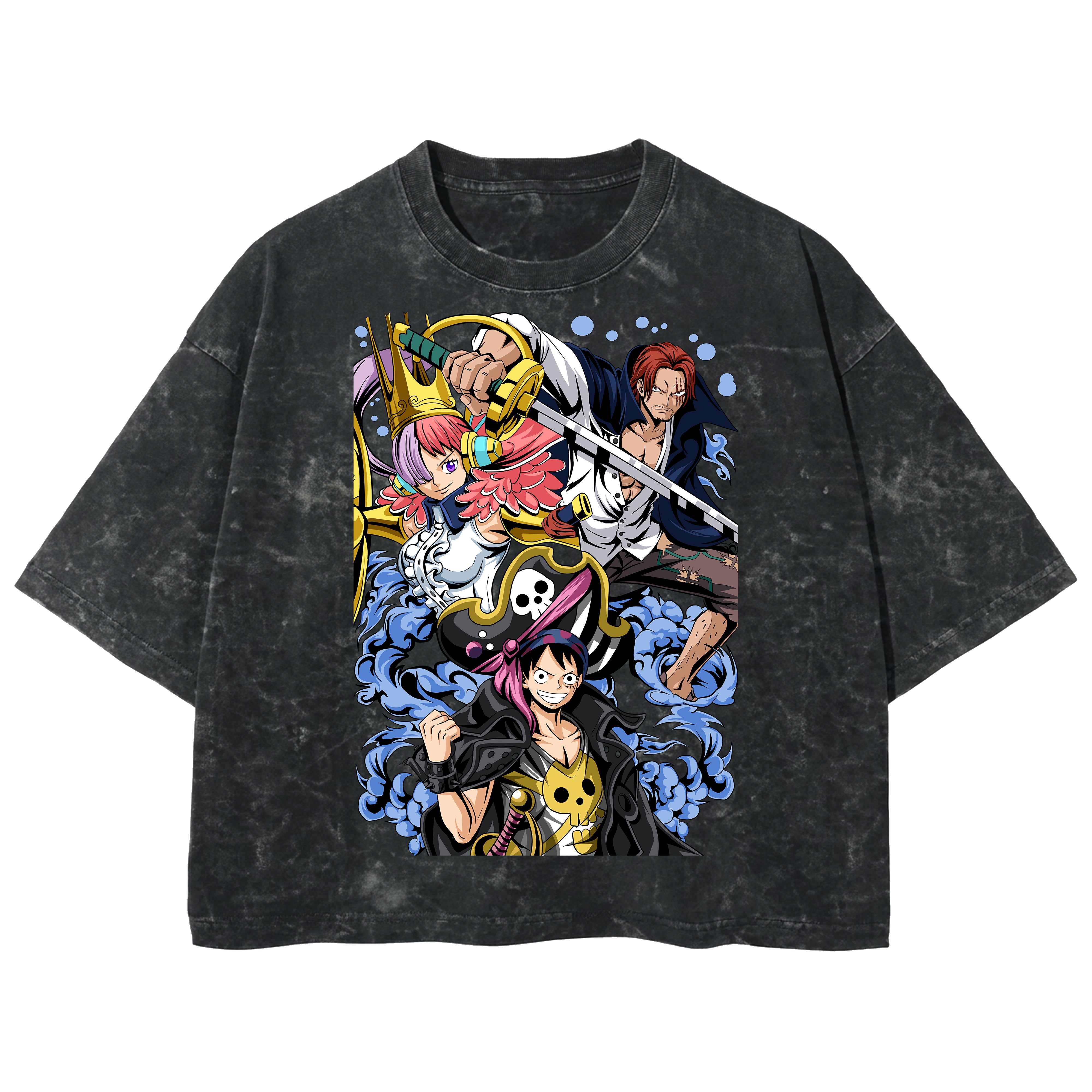 Playera streetwear premium de anime y gaming ExtraLife MX, corte boxy deluxe mineral wash heavyweight en color Acid Wash, moda urbana mexicana de culto.