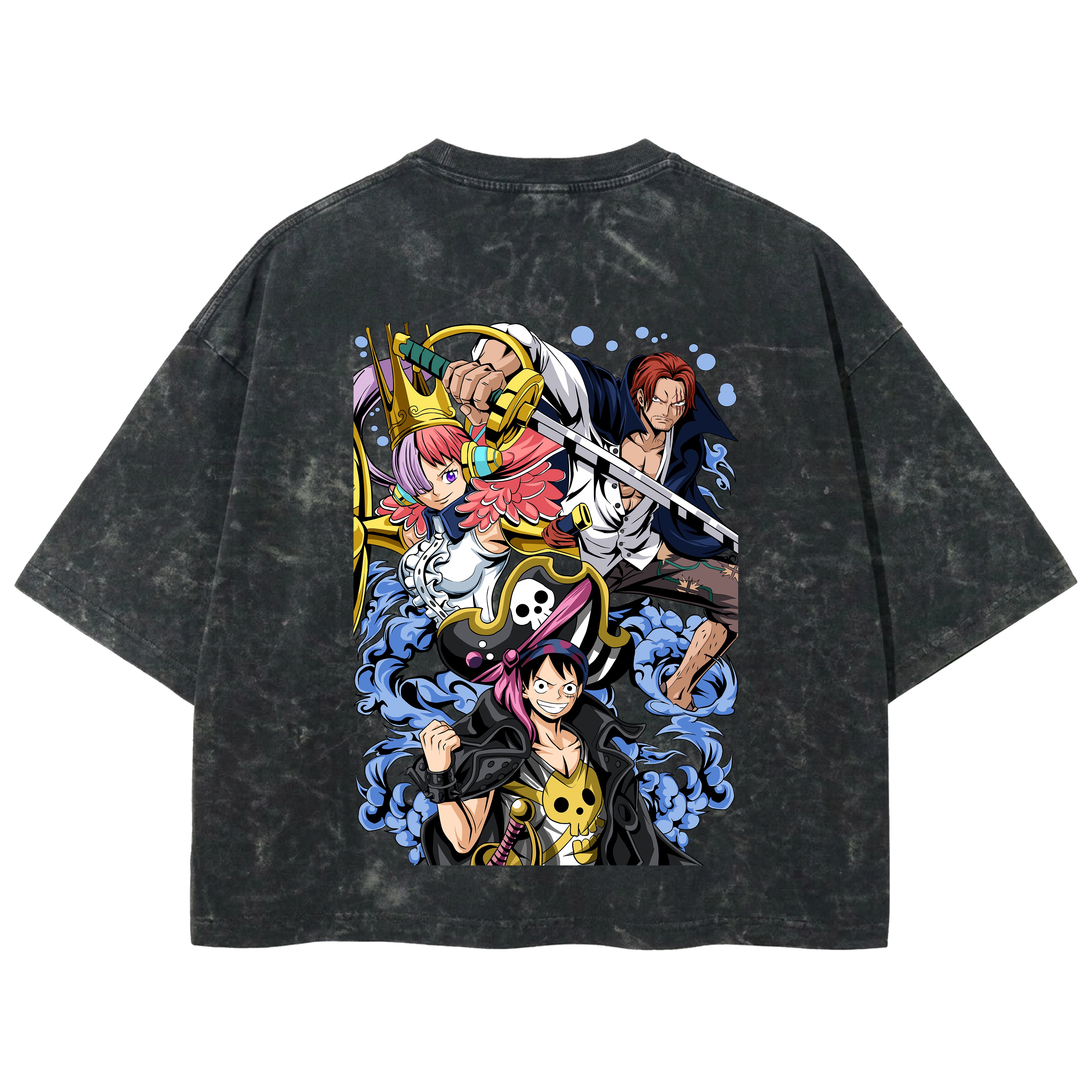 Playera streetwear premium de anime y gaming ExtraLife MX, corte boxy deluxe mineral wash heavyweight en color Acid Wash, moda urbana mexicana de culto.