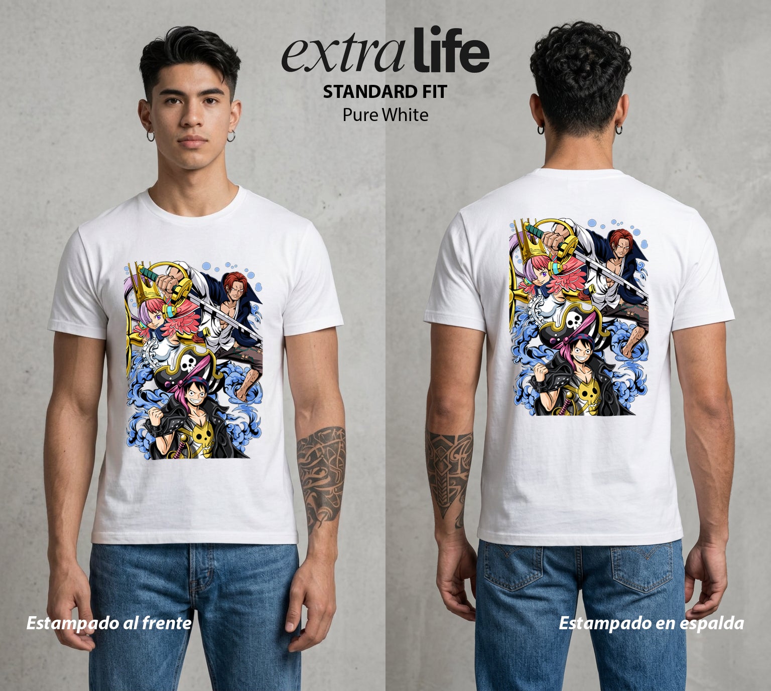Mar de los Piratas | La Busqueda del Bien #03403 - Playera Standard Fit | Pure White - Foto en modelo