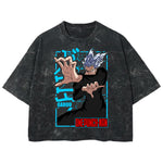 Playera streetwear premium de anime y gaming ExtraLife MX, corte boxy deluxe mineral wash heavyweight en color Acid Wash, moda urbana mexicana de culto.