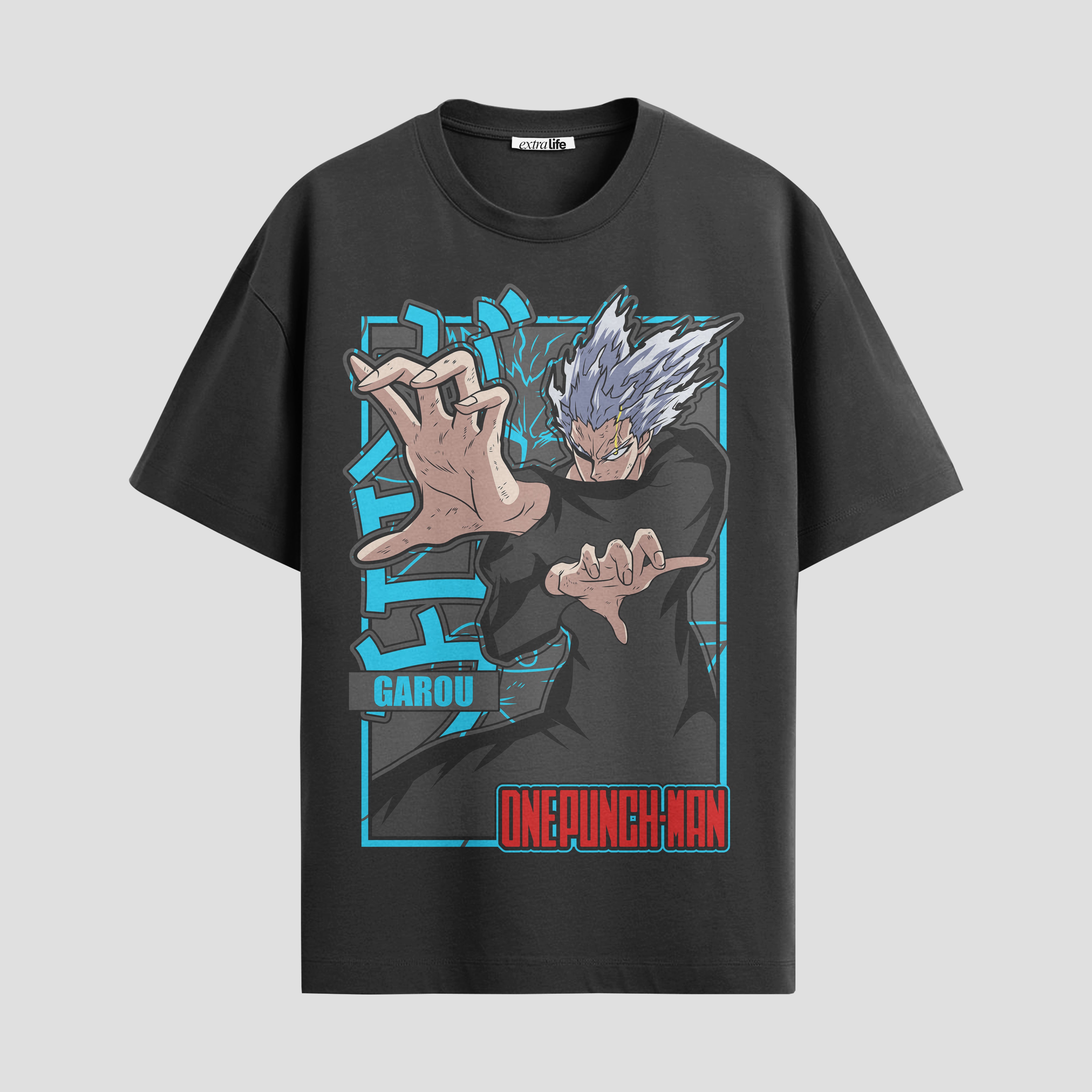 Playera urbana de anime y gaming ExtraLife MX, corte Standard Fit unisex ligero y transpirable en color Deep Black y Pure White, ropa de uso diario para gym y casual.