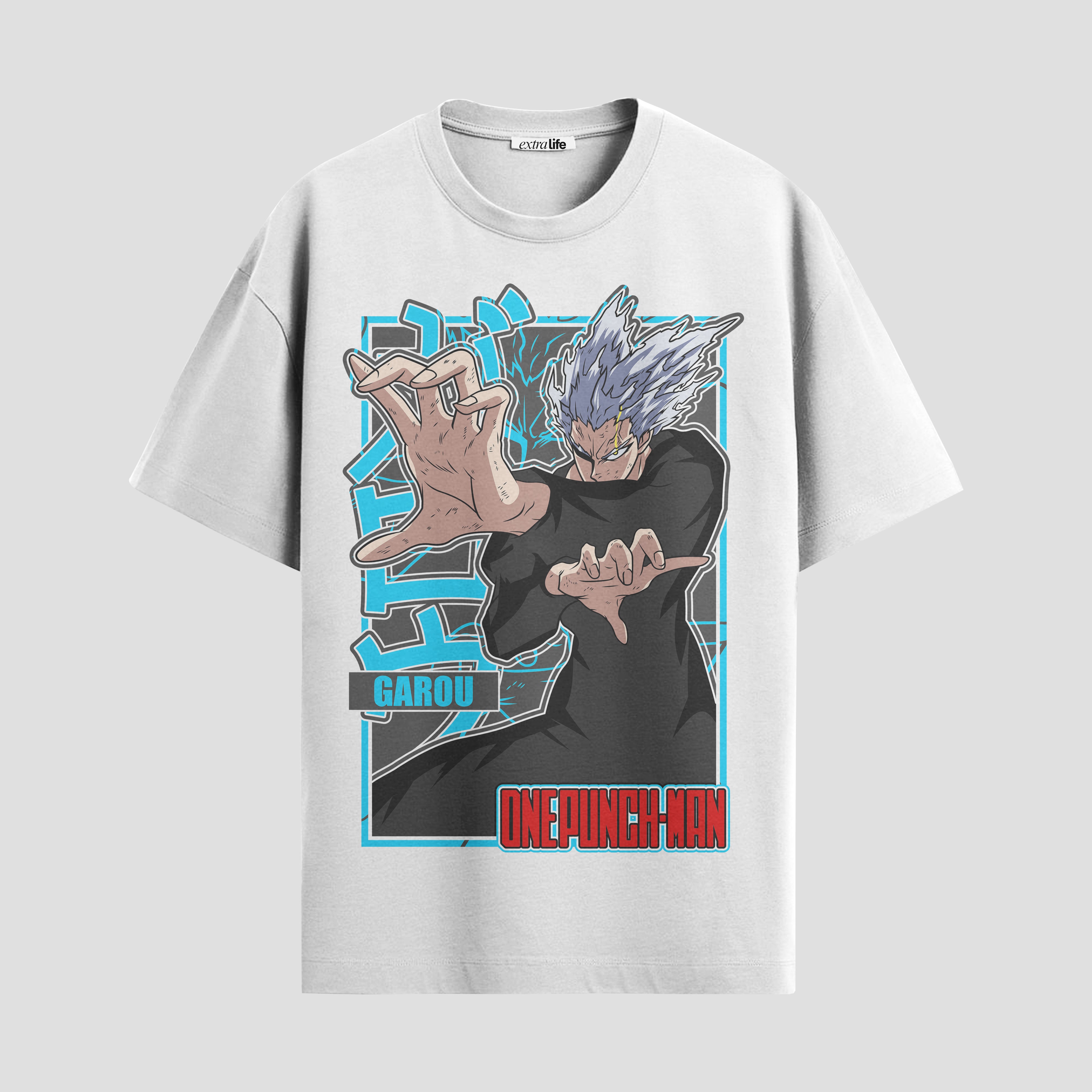 Playera urbana de anime y gaming ExtraLife MX, corte Standard Fit unisex ligero y transpirable en color Deep Black y Pure White, ropa de uso diario para gym y casual.