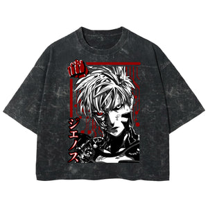 Playera streetwear premium de anime y gaming ExtraLife MX, corte boxy deluxe mineral wash heavyweight en color Acid Wash, moda urbana mexicana de culto.