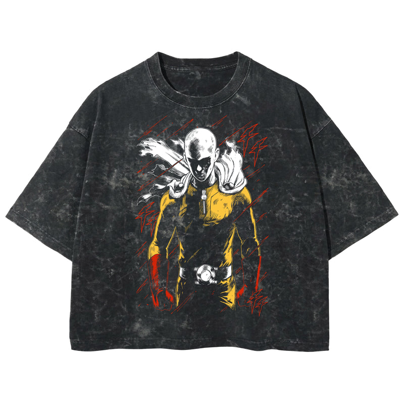 Playera streetwear premium de anime y gaming ExtraLife MX, corte boxy deluxe mineral wash heavyweight en color Acid Wash, moda urbana mexicana de culto.