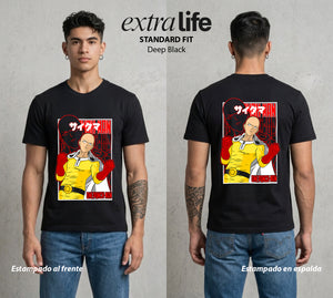 El Heroe del Un Golpe | Un Golpe y Listo #03410 - Playera Standard Fit | Deep Black - Foto en modelo