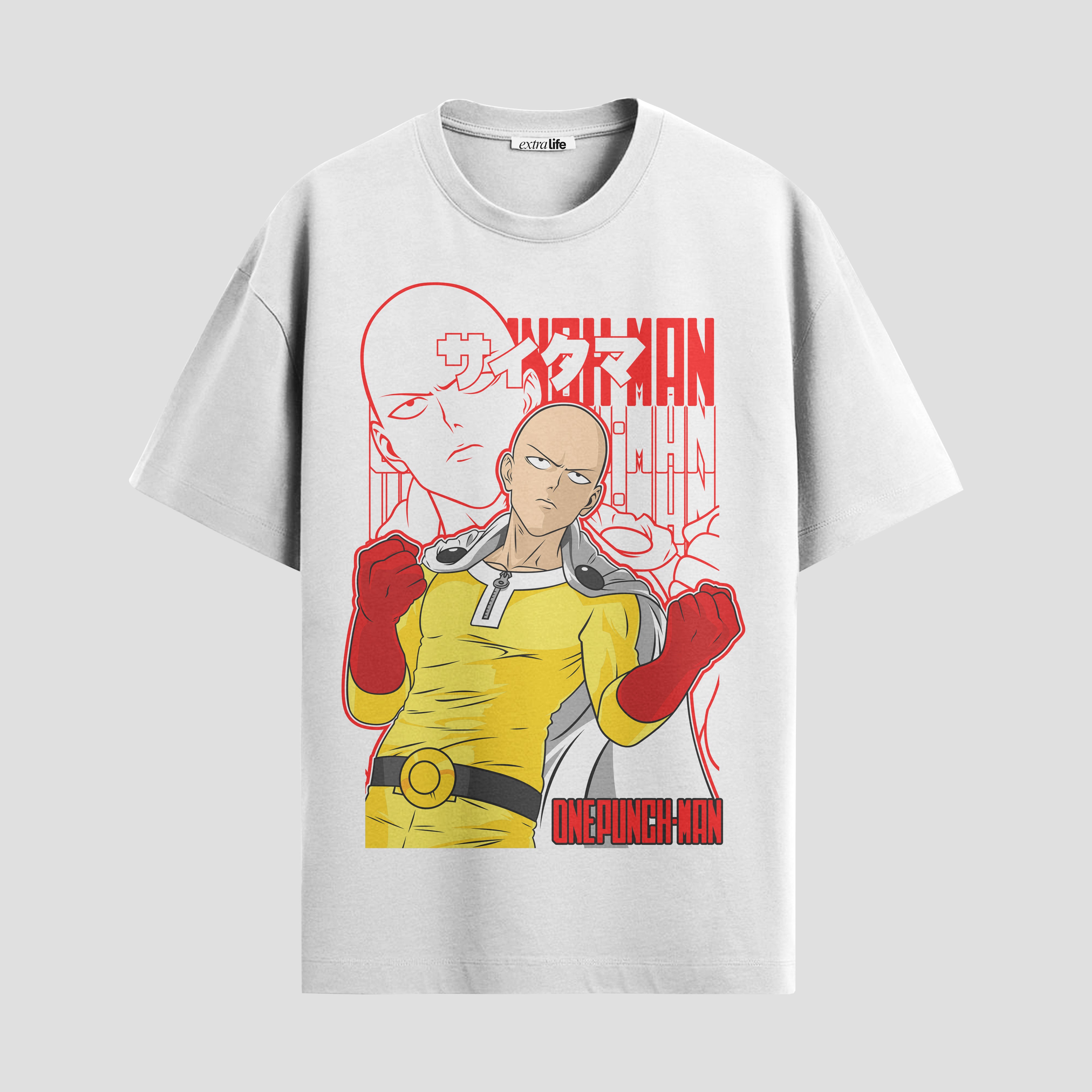 Playera urbana de anime y gaming ExtraLife MX, corte Standard Fit unisex ligero y transpirable en color Deep Black y Pure White, ropa de uso diario para gym y casual.