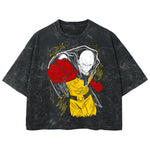 Playera streetwear premium de anime y gaming ExtraLife MX, corte boxy deluxe mineral wash heavyweight en color Acid Wash, moda urbana mexicana de culto.