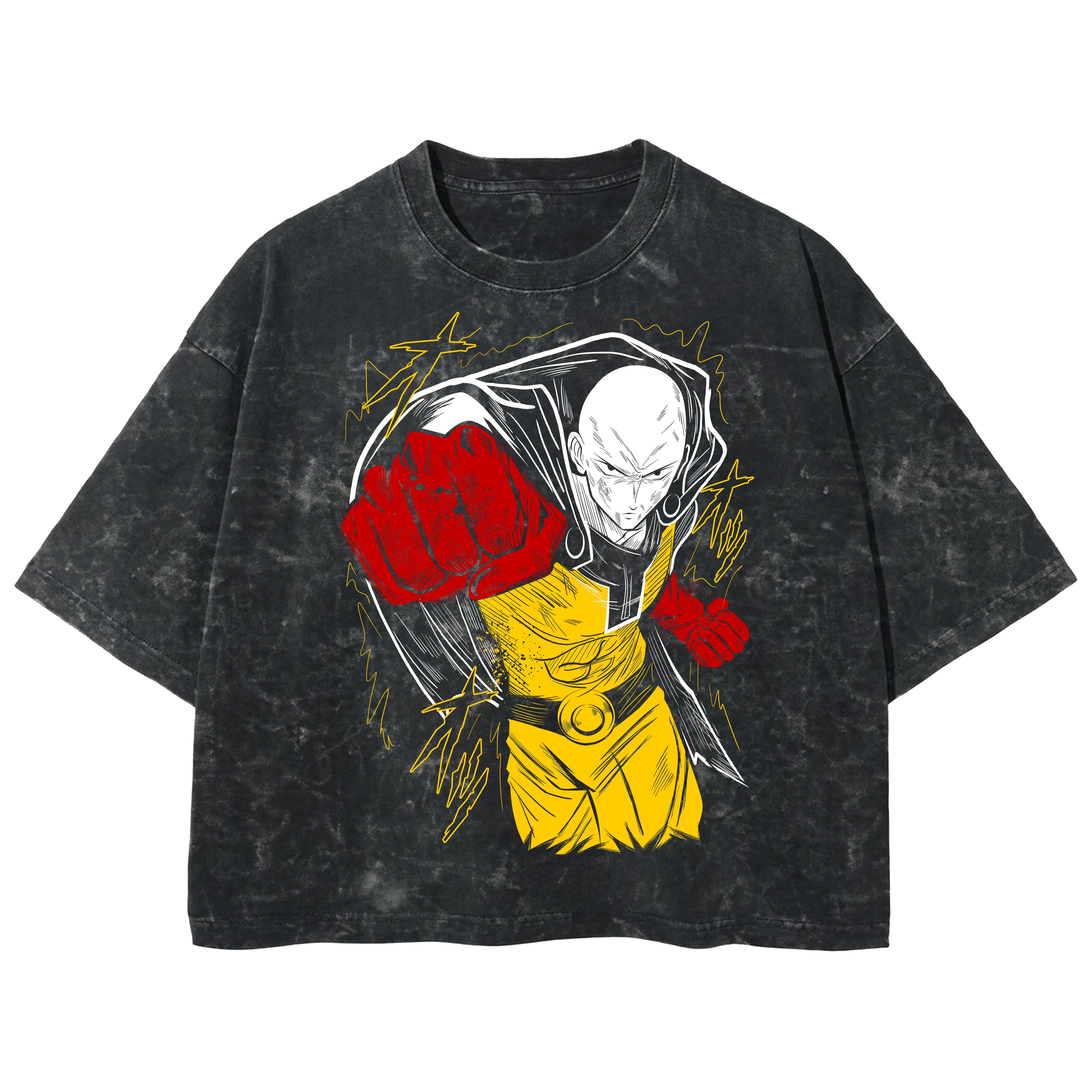 Playera streetwear premium de anime y gaming ExtraLife MX, corte boxy deluxe mineral wash heavyweight en color Acid Wash, moda urbana mexicana de culto.