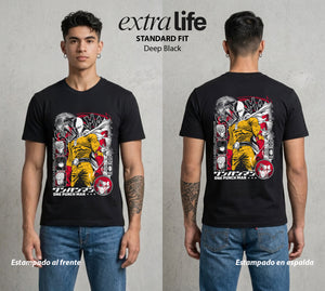 El Heroe del Un Golpe | El Campeon sin Rival #03412 - Playera Standard Fit | Deep Black - Foto en modelo