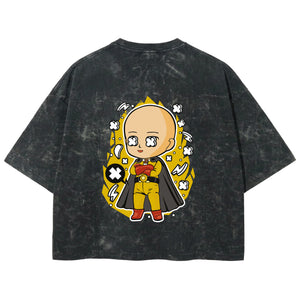 Playera streetwear premium de anime y gaming ExtraLife MX, corte boxy deluxe mineral wash heavyweight en color Acid Wash, moda urbana mexicana de culto.
