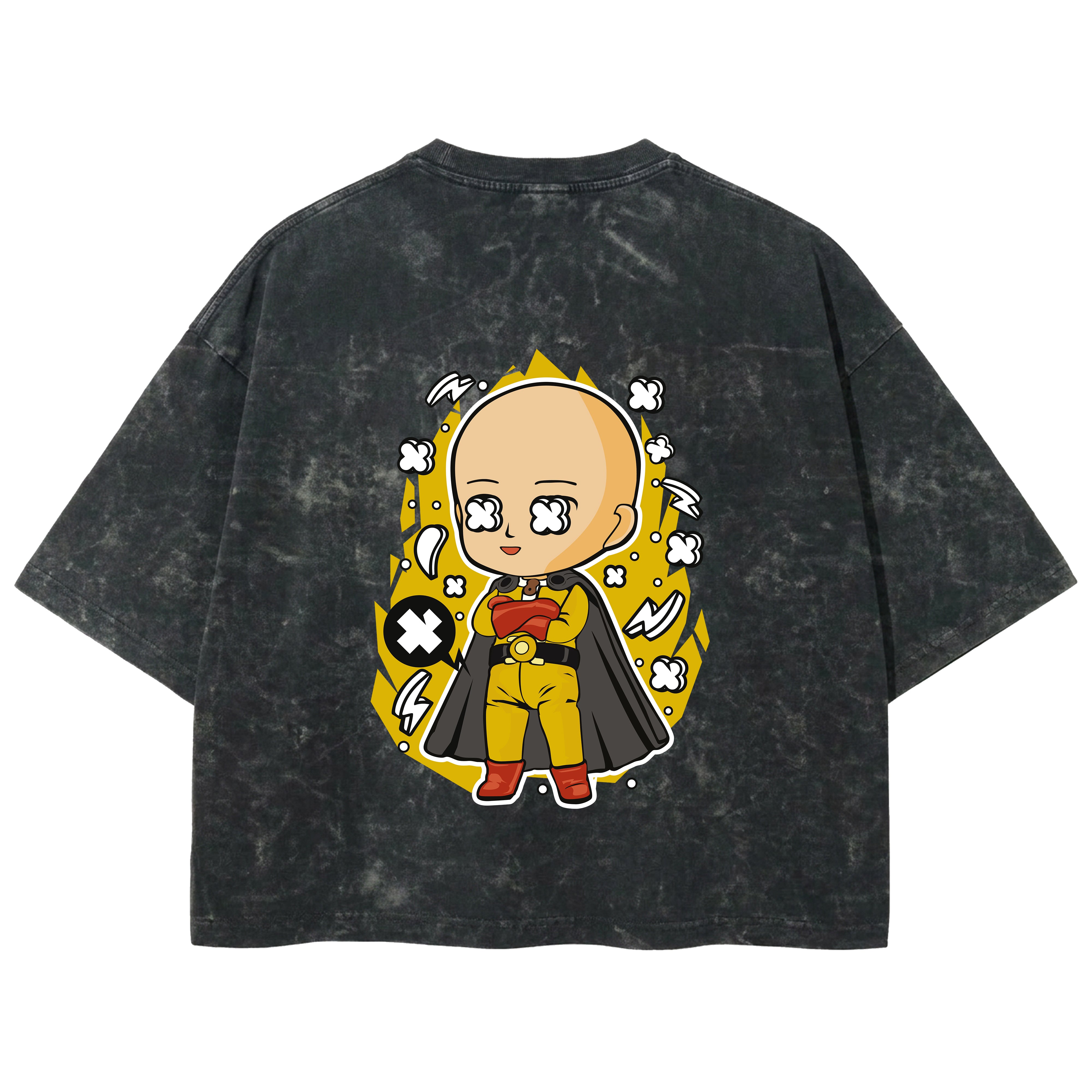 Playera streetwear premium de anime y gaming ExtraLife MX, corte boxy deluxe mineral wash heavyweight en color Acid Wash, moda urbana mexicana de culto.