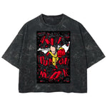 Playera streetwear premium de anime y gaming ExtraLife MX, corte boxy deluxe mineral wash heavyweight en color Acid Wash, moda urbana mexicana de culto.
