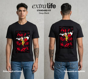 El Heroe del Un Golpe | El Heroe por Pasion #03417 - Playera Standard Fit | Deep Black - Foto en modelo