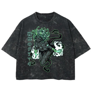 Playera streetwear premium de anime y gaming ExtraLife MX, corte boxy deluxe mineral wash heavyweight en color Acid Wash, moda urbana mexicana de culto.