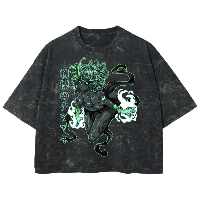 Playera streetwear premium de anime y gaming ExtraLife MX, corte boxy deluxe mineral wash heavyweight en color Acid Wash, moda urbana mexicana de culto.