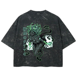 Playera streetwear premium de anime y gaming ExtraLife MX, corte boxy deluxe mineral wash heavyweight en color Acid Wash, moda urbana mexicana de culto.