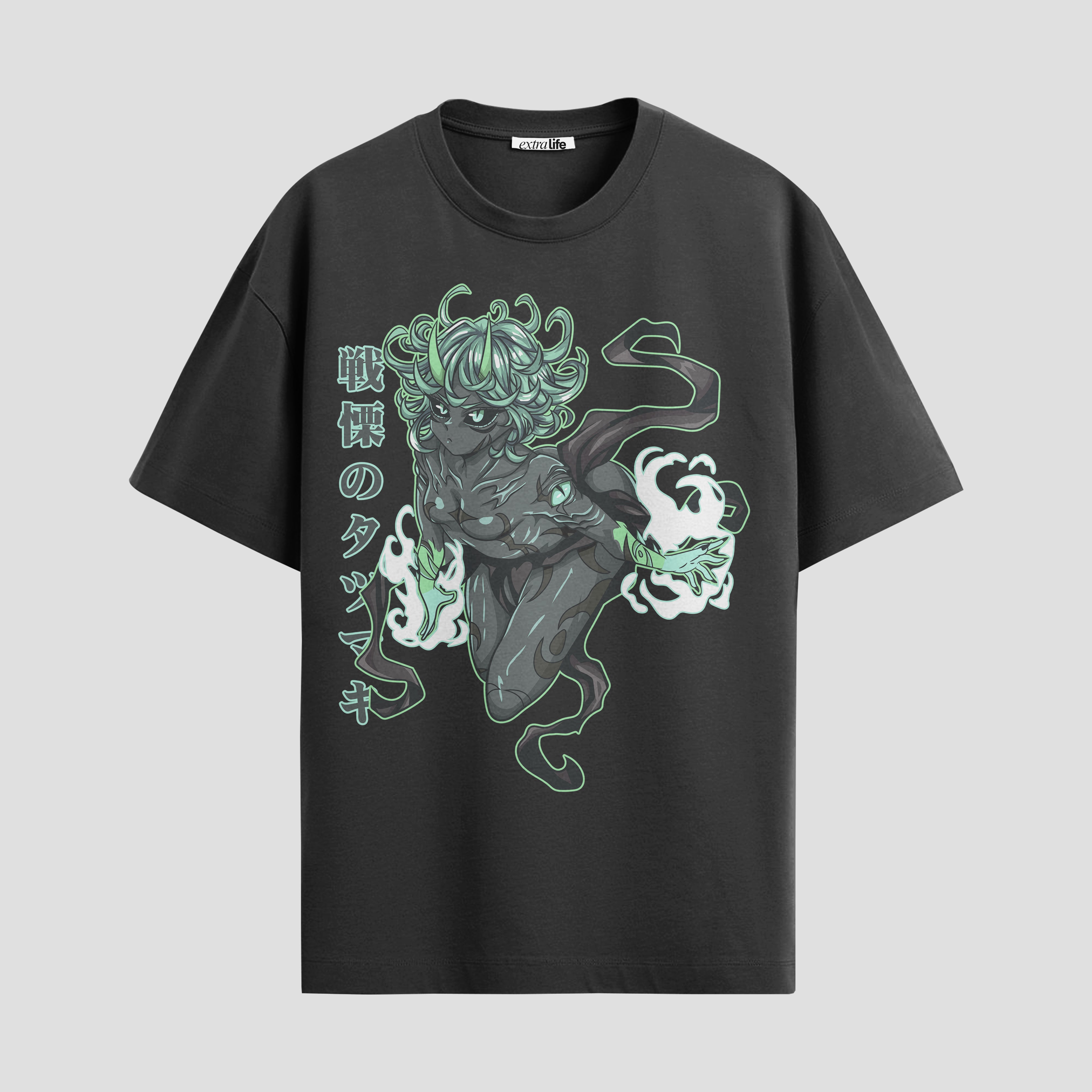 Playera urbana de anime y gaming ExtraLife MX, corte Standard Fit unisex ligero y transpirable en color Deep Black y Pure White, ropa de uso diario para gym y casual.