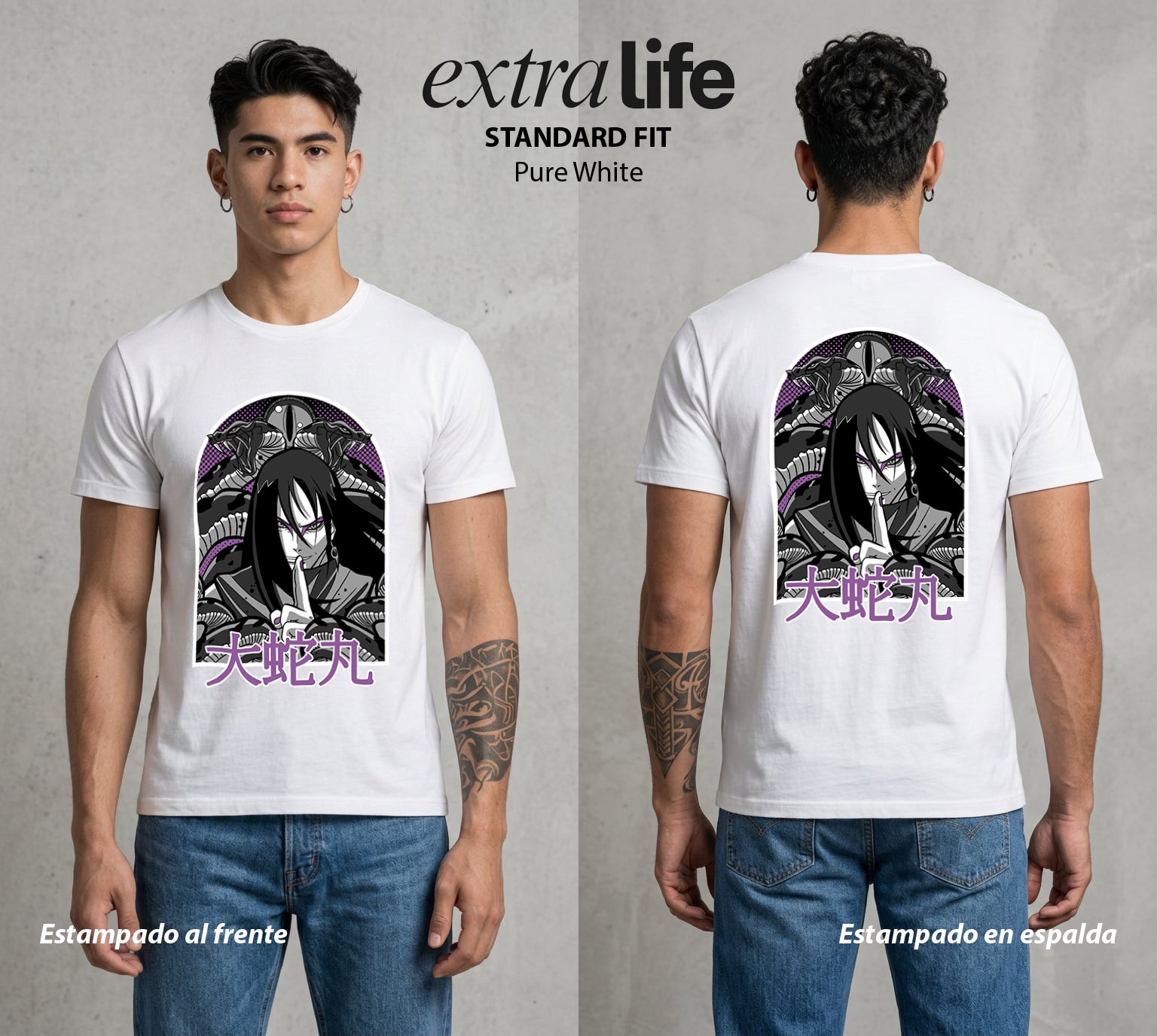 La Aldea Oculta | La Serpiente Inmortal #03420 - Playera Standard Fit | Pure White - Foto en modelo