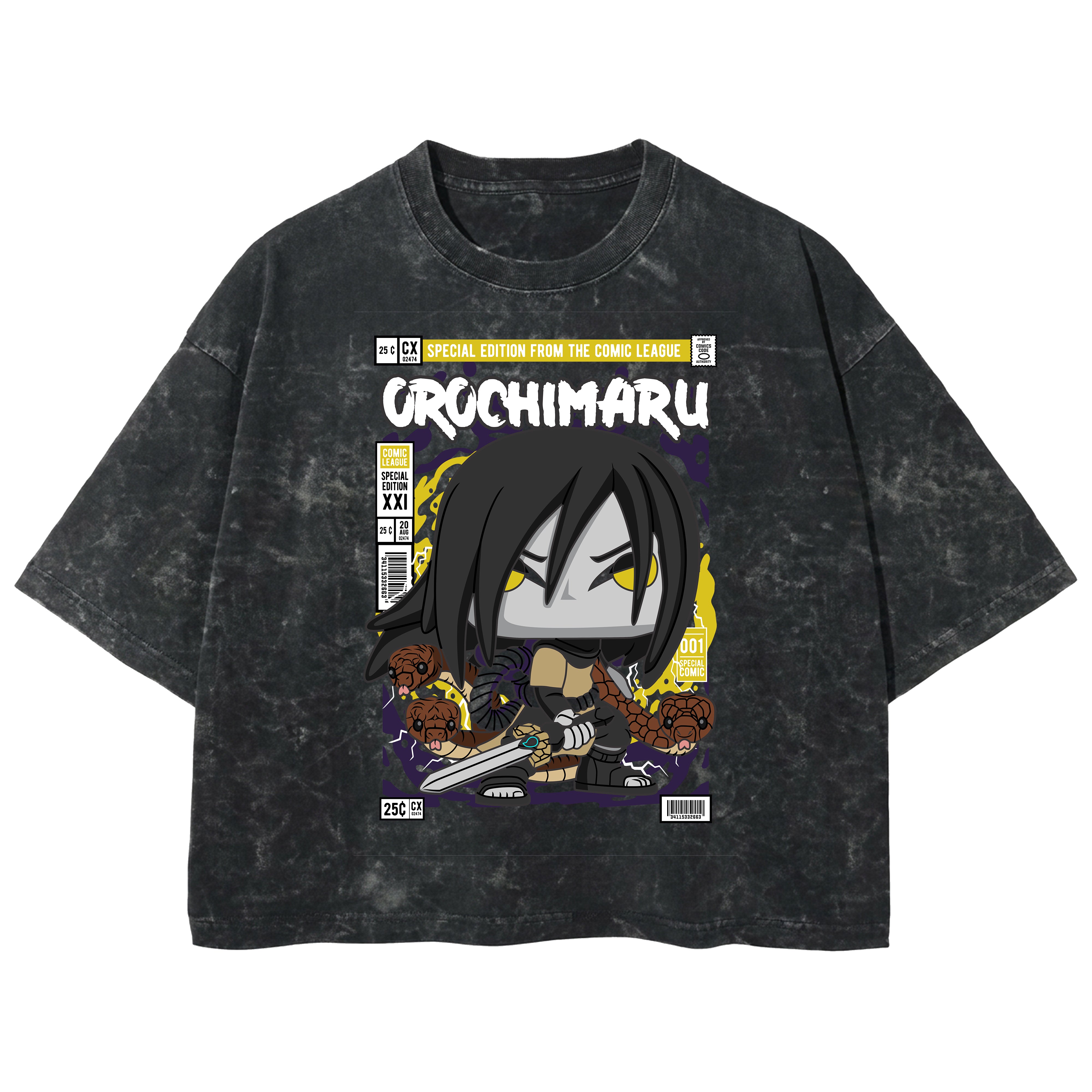 Playera streetwear premium de anime y gaming ExtraLife MX, corte boxy deluxe mineral wash heavyweight en color Acid Wash, moda urbana mexicana de culto.