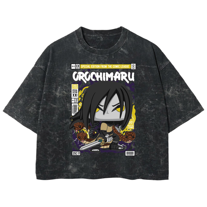 Playera streetwear premium de anime y gaming ExtraLife MX, corte boxy deluxe mineral wash heavyweight en color Acid Wash, moda urbana mexicana de culto.