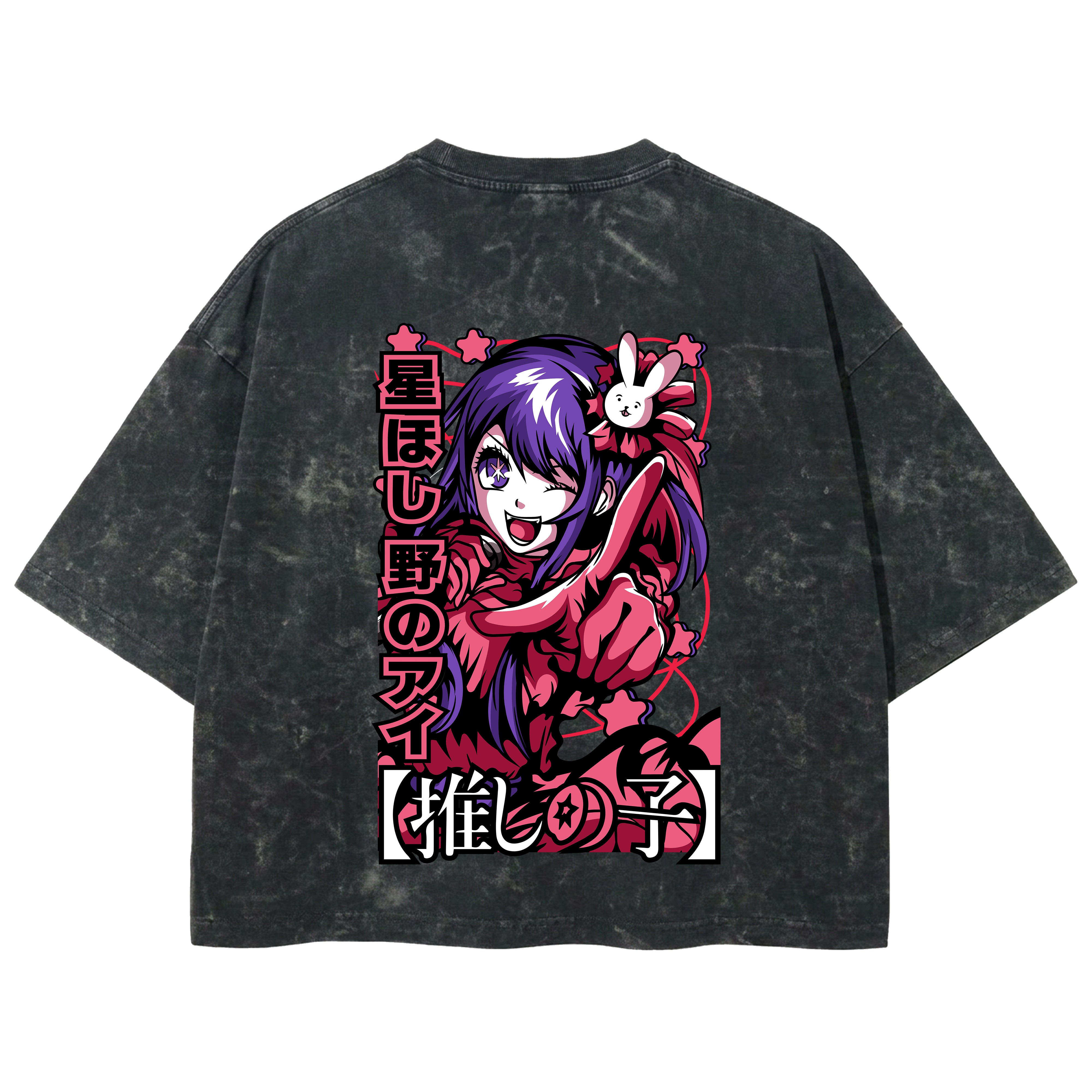 Playera streetwear premium de anime y gaming ExtraLife MX, corte boxy deluxe mineral wash heavyweight en color Acid Wash, moda urbana mexicana de culto.