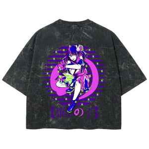 Playera streetwear premium de anime y gaming ExtraLife MX, corte boxy deluxe mineral wash heavyweight en color Acid Wash, moda urbana mexicana de culto.