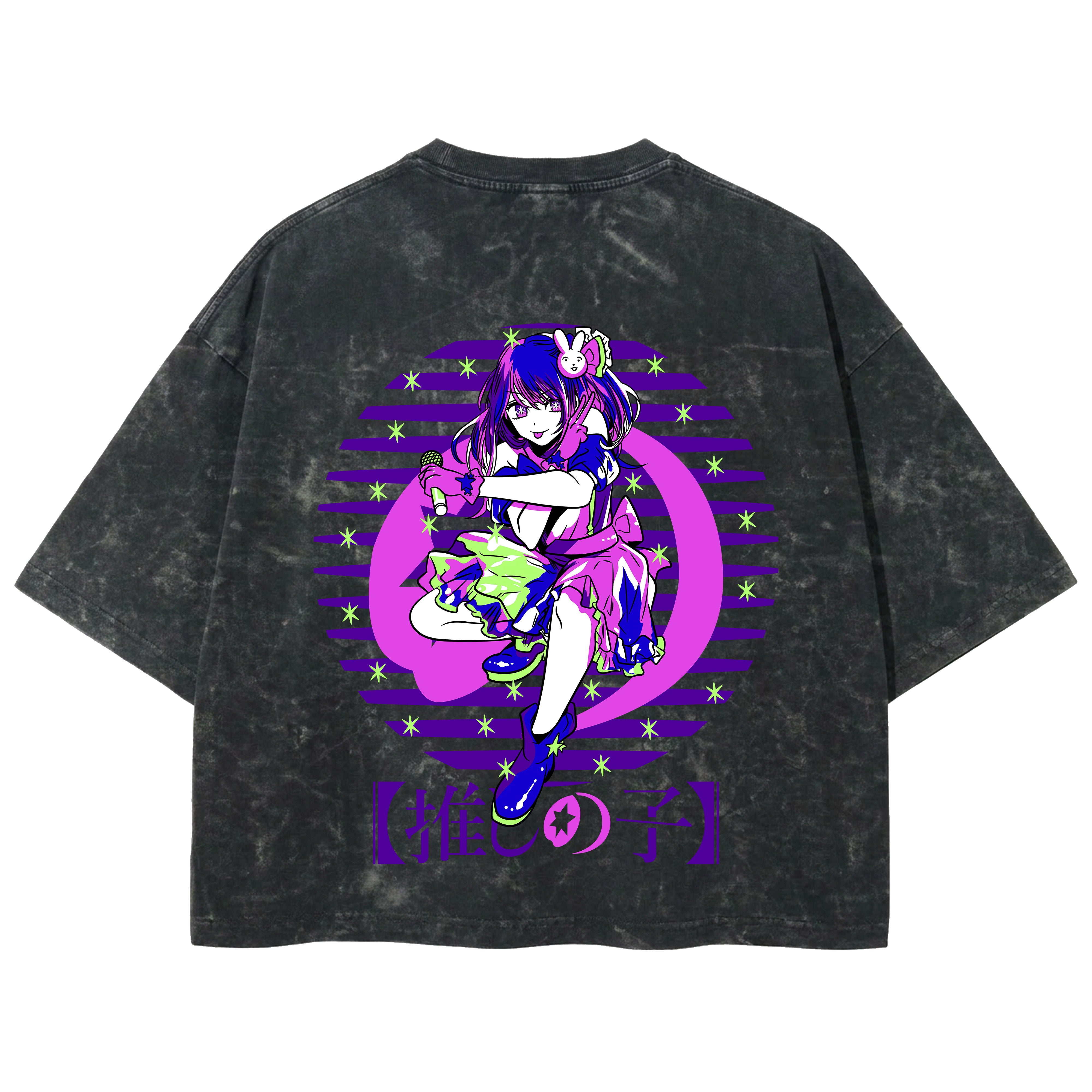 Playera streetwear premium de anime y gaming ExtraLife MX, corte boxy deluxe mineral wash heavyweight en color Acid Wash, moda urbana mexicana de culto.
