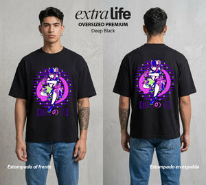 La Industria del Idolo | La Estrella del Amor #03424 - Playera Oversized Premium | Deep Black - Foto en modelo