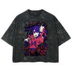 Playera streetwear premium de anime y gaming ExtraLife MX, corte boxy deluxe mineral wash heavyweight en color Acid Wash, moda urbana mexicana de culto.