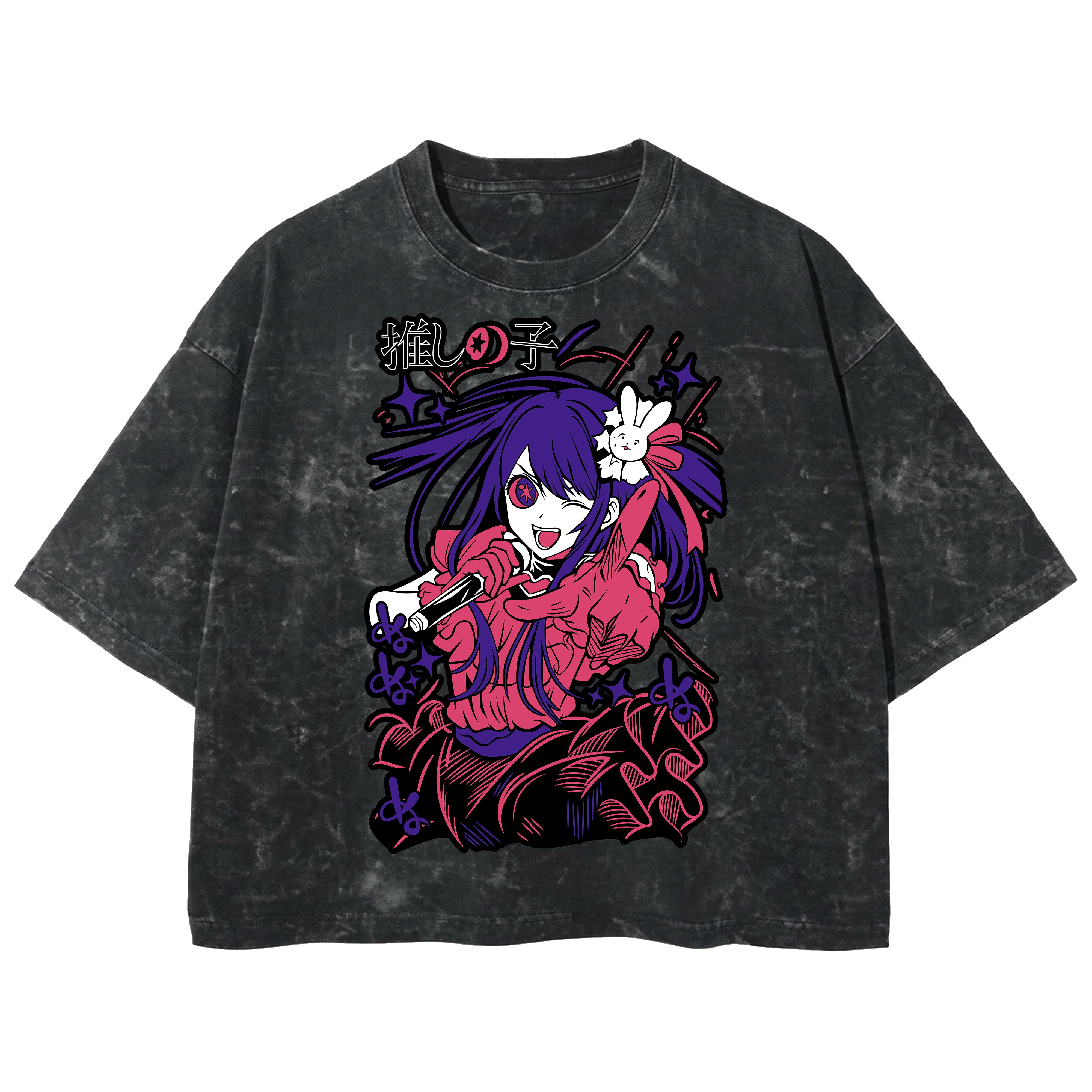 Playera streetwear premium de anime y gaming ExtraLife MX, corte boxy deluxe mineral wash heavyweight en color Acid Wash, moda urbana mexicana de culto.