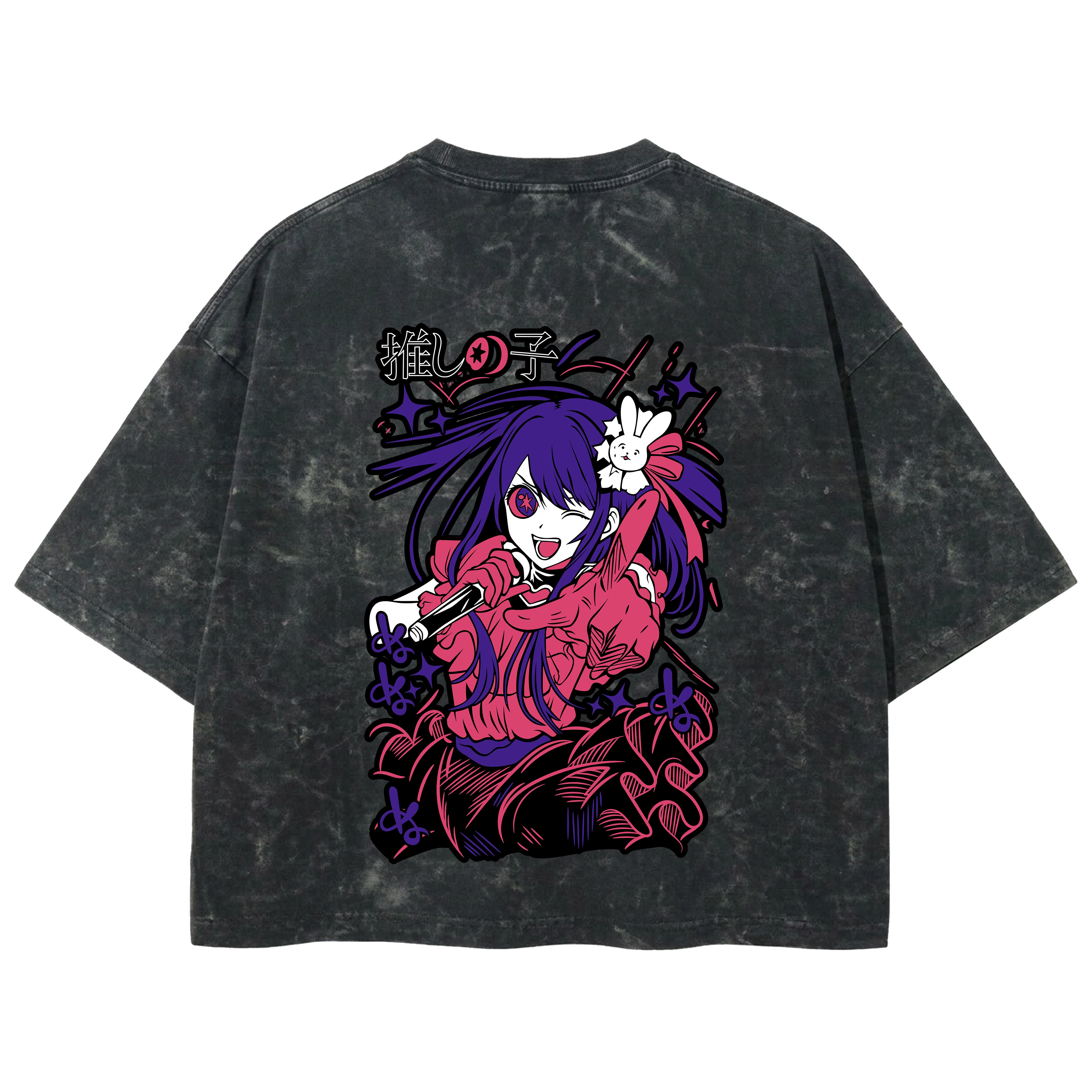 Playera streetwear premium de anime y gaming ExtraLife MX, corte boxy deluxe mineral wash heavyweight en color Acid Wash, moda urbana mexicana de culto.
