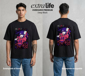 La Industria del Idolo | La Ídolo del Engano #03425 - Playera Oversized Premium | Deep Black - Foto en modelo