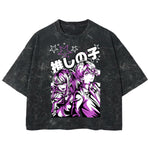 Playera streetwear premium de anime y gaming ExtraLife MX, corte boxy deluxe mineral wash heavyweight en color Acid Wash, moda urbana mexicana de culto.