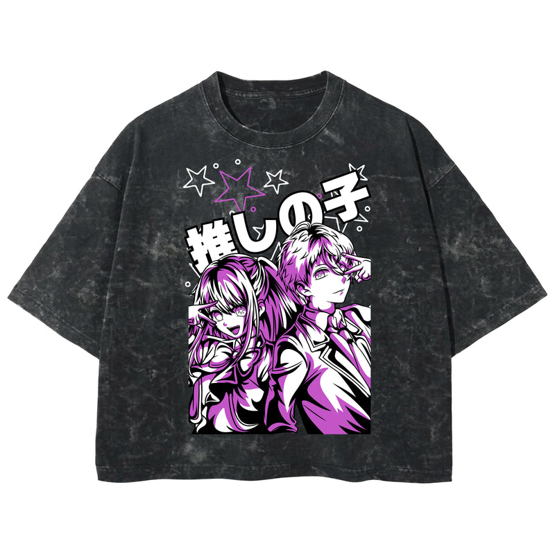 Playera streetwear premium de anime y gaming ExtraLife MX, corte boxy deluxe mineral wash heavyweight en color Acid Wash, moda urbana mexicana de culto.