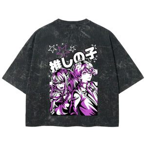 Playera streetwear premium de anime y gaming ExtraLife MX, corte boxy deluxe mineral wash heavyweight en color Acid Wash, moda urbana mexicana de culto.