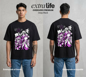 La Industria del Idolo | La Estrella del Amor #03426 - Playera Oversized Premium | Deep Black - Foto en modelo