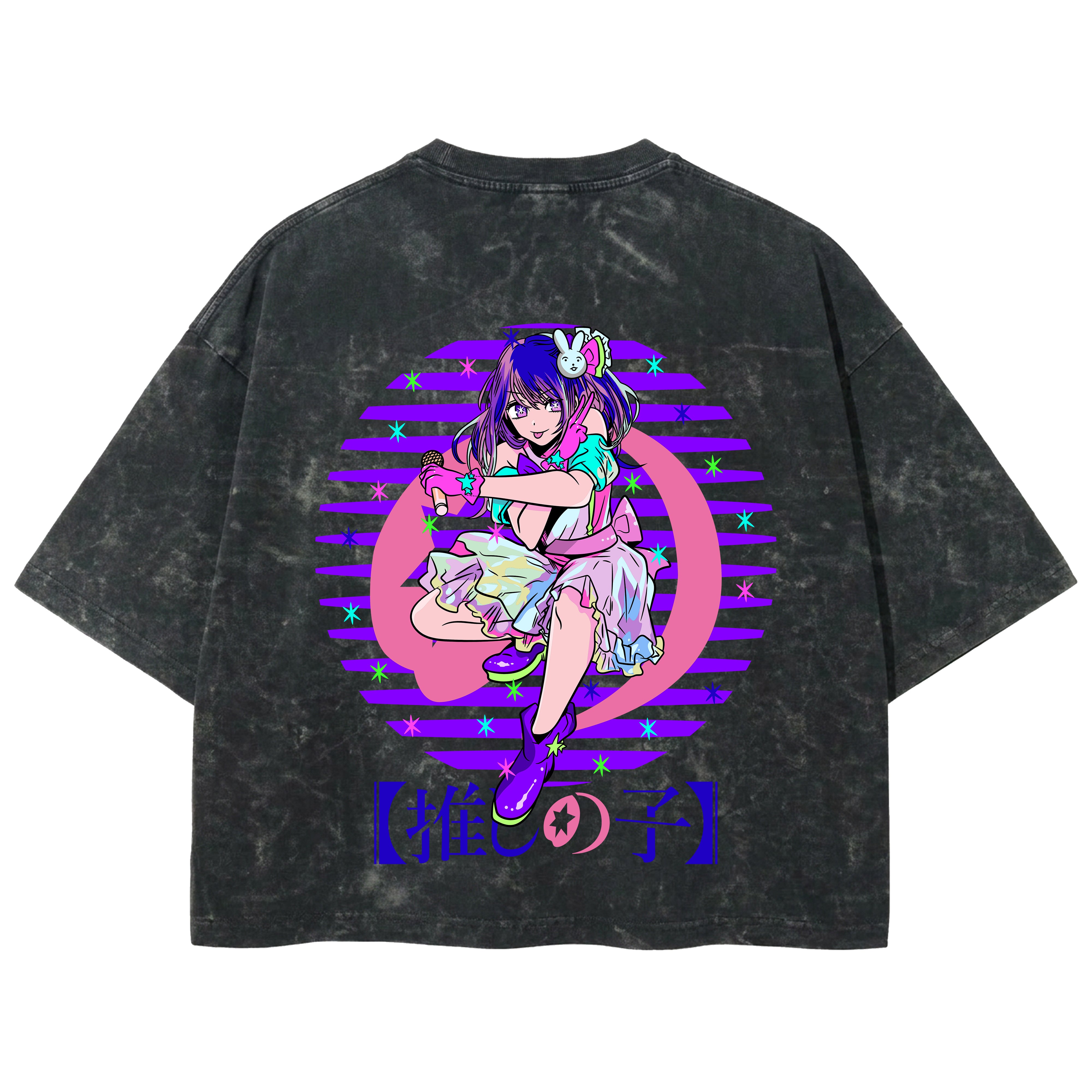 Playera streetwear premium de anime y gaming ExtraLife MX, corte boxy deluxe mineral wash heavyweight en color Acid Wash, moda urbana mexicana de culto.
