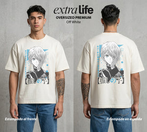 La Industria del Idolo | La Diosa Inutil #03428 - Playera Oversized Premium | Off White - Foto en modelo