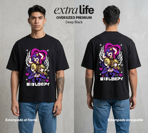 La Industria del Idolo | Los del Ídolo #03429 - Playera Oversized Premium | Deep Black - Foto en modelo