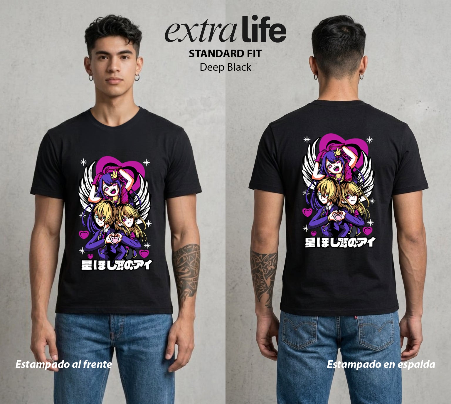 La Industria del Idolo | Los del Ídolo #03429 - Playera Standard Fit | Deep Black - Foto en modelo