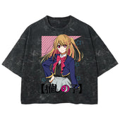 Playera streetwear premium de anime y gaming ExtraLife MX, corte boxy deluxe mineral wash heavyweight en color Acid Wash, moda urbana mexicana de culto.